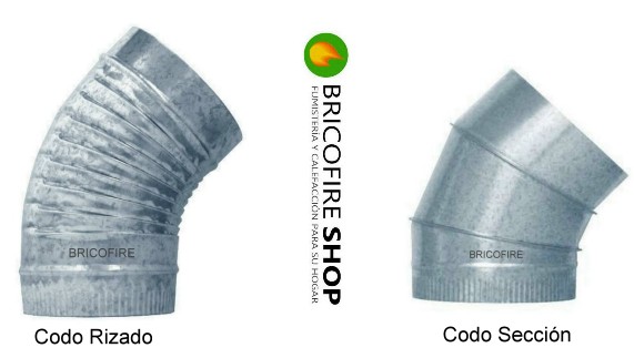 Codo Galvanizado 45 Rizado y Seccion Codo rizado o seccion galvanizado de 45 estufas de leña, barbacoas, chimeneas, construcción
