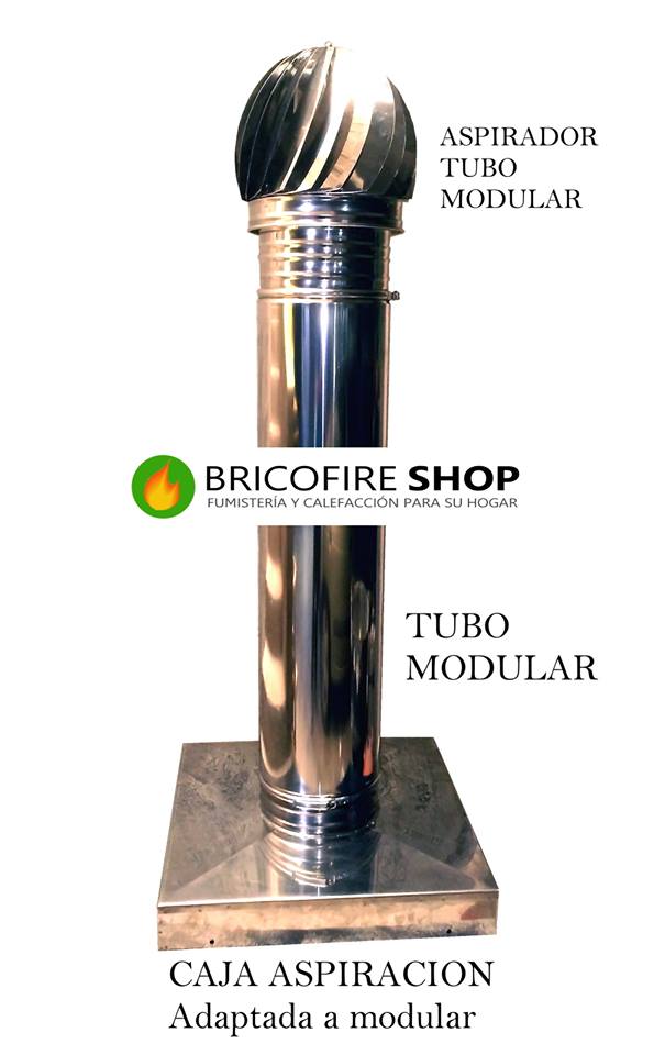Caja chimenea con tubo modular y sombrerete aspirador